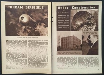 Metal Dirigible Thad Rose 1939 pictorial  Dream Dirigible Under Construction 