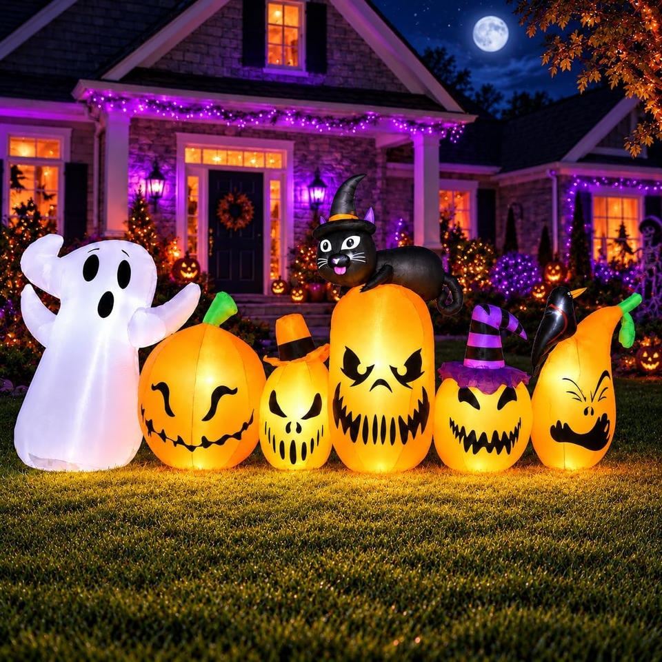 11FT Extra Wide Halloween Inflatables Pumpkins Outdoor Decorations ...