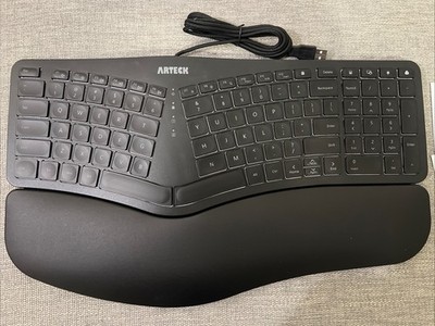 Arteck Ergonomic USB Wired Keyboard with Cushioned Wrist  Palm Rest, Backlit ...