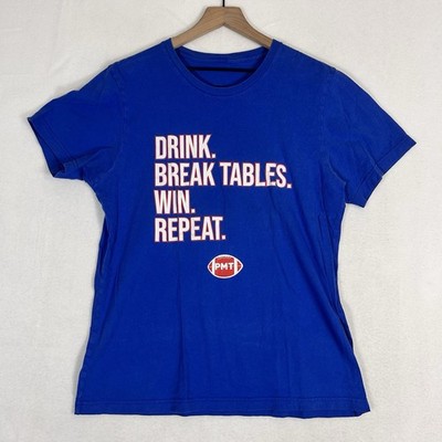 Barstool Sports PMT Men s Medium Blue Graphic T Shirt Drink Break Tables Win