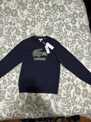 Men s Crew Neck Crackled Print Logo Fleece Sweatshirt