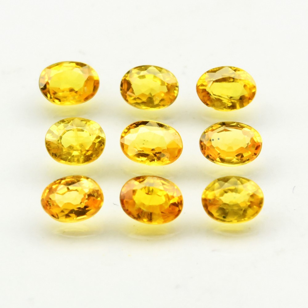 💎 9pcs Lot 2.06ct t.w Oval Yellow Sapphire - Africa Gemstone