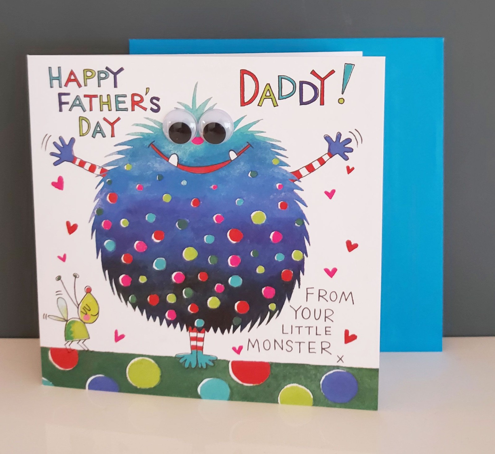 Fathers Day Card - Daddy From Little Monster - 3D Googly Eyes - Eye Eye Quality