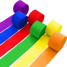 6 Crepe Paper Streamers Rolls, 492Ft 6 Colors Rainbow Streamers for Birthday Wed