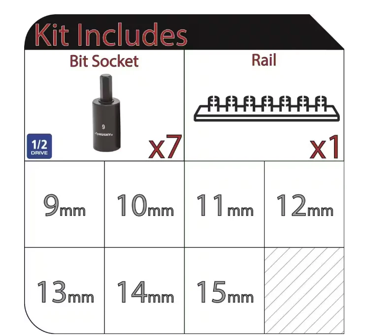 Husky 1/2 in. Drive Hex Bit Impact Socket Set MM (7-Piece) - Image 4 of 4