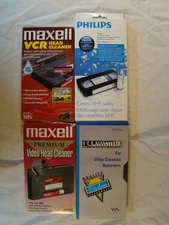 4 VHS / VCR Video Head Cleaners:  Non Abrasive Wet System (2 With Solution)