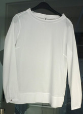 MILANO ITALY Bluse Gr. 38 weiß U-Boot-Kragen Perlmuttknöpfe