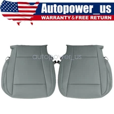 For 2015 2016 2017 Ford F150 Driver & Passenger Bottom Leather Seat Cover Gray