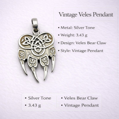 Vintage 925 Sterling Silber Siegel Veles Anhänger Keltische Bärenkralle Amulett 3,43g