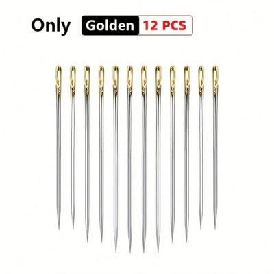 12pcs Easy Thread Sewing Needles Stainless Steel Hand Stitching Pins  DIY Sewing
