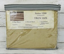 Twin Size 3-Piece Sheet Set Brushed Microfiber Beige Brown Series 1200 NEW