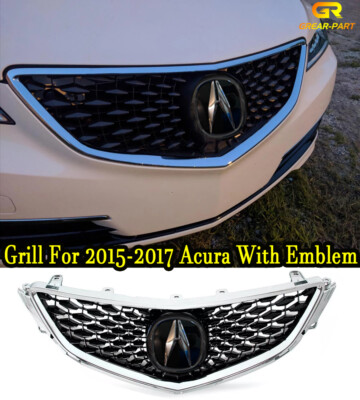 2018 Acura TLX style Grill Grille For 2015-2017 Acura TLX W/Emblem Chrome black