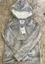 NWT Members Mark Girls Cozy Plush Pullover Hoodie, Soft Faux Fur, Gray, Sz 14/16