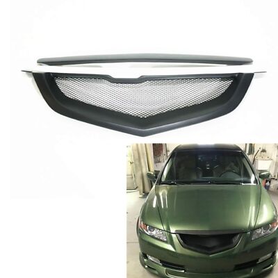 Black Fiberglass Front Bumper Grille Mesh For Acura TL 2004-06 Shark Mouth Style
