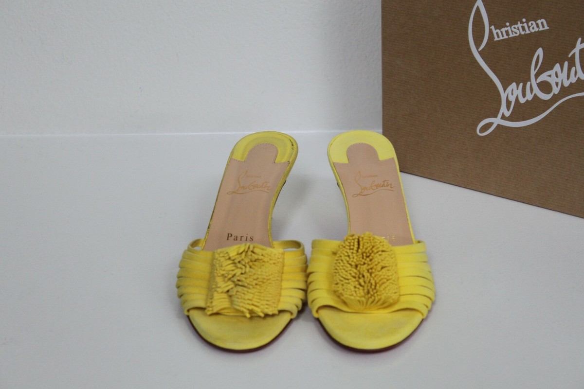 New sz 7.5 / 37.5 Christian Louboutin Belbrossa Yellow Suede Slip