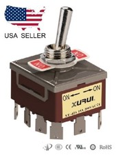 HEAVY DUTY 4PDT ON-ON TOGGLE SWITCH 20A 125V, 15A 250V SPADE TERMINALS (42A)