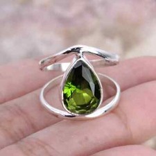 Natural Peridot Ring 925 Sterling Silver Handmade Statement Ring All Size J99