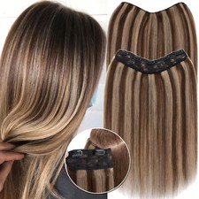 U Shape One Piece 100 Human Hair Extensions Clip In Real Remy 3/4 Full Head USA