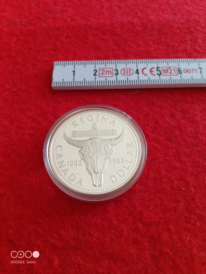 Dollaro Canadese Argento FDC centenario REGINA (città) 1982 REGINA ELISABETTA II - Immagine 2 di 3