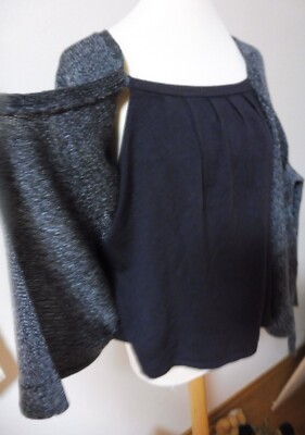  One Touch 42 Zweilagen-Look raffiniertes Oberteil silber schwarz Shirt Tunika