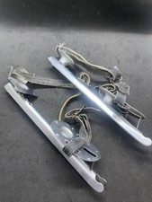Soviet Primitive Vintage Metal Ice Skates Blades Straps Kharkov USSR Hockey Rare