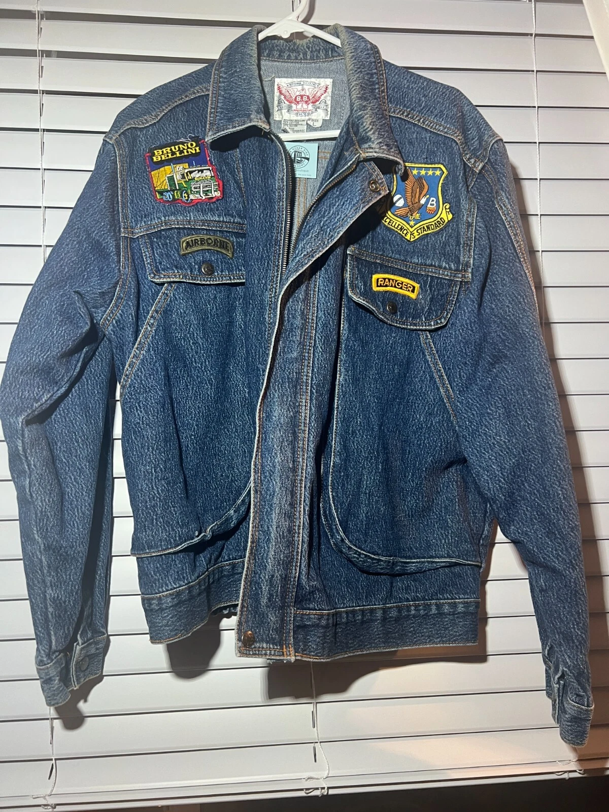 Bruno Bellini Mens 1990s Denim Jacket Blue Jean L Excellence is Standard