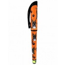 BOXER--CROPPED EARS  Pen- Easy Glide Gel Pen-Rubber Grip, Refillable, Shirt Clip
