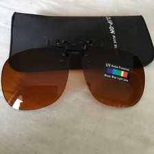 Clip -On Blue Block Sunglasses UV Amber Protection Block,blue, Light,lens NOS