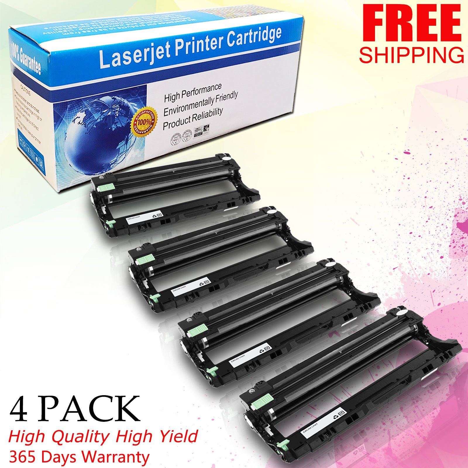1 Set of 4 PACK DR221 CMYK Drums Units For Brother HL3140CW 3170CDW