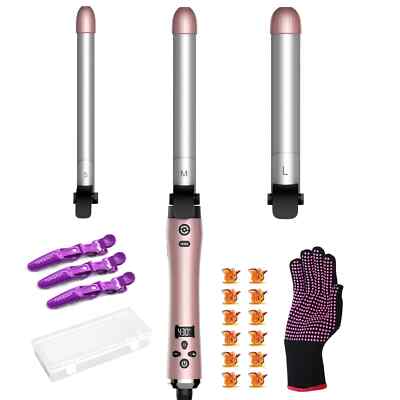 LYEALION 3 Barrell Automatic Rotating Hair Curling Wand Curler Iron Ceramic