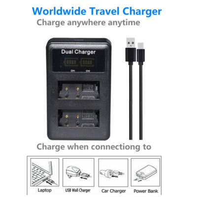 2X LP-E17 Batteries + Dual USB Charger For Canon EOS Rebel SL2 / 200D - 1040mAh