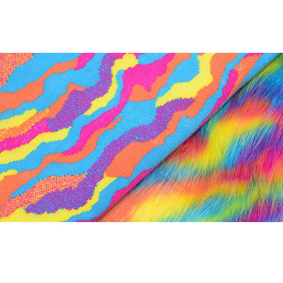 Faux Fur Fabric Jacquard Plush Patchwork Clothing Toy Handmade Bag Sewing DIY  - Image 2 of 4