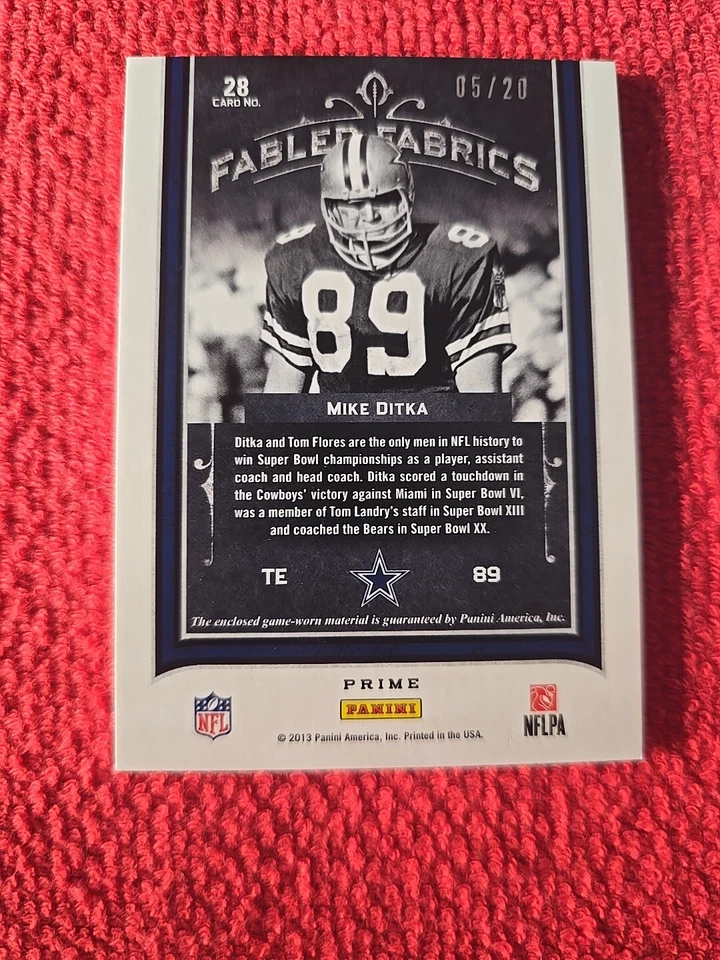 Panini Playbook Fabled Fabrics 2013 Mike Ditka 5/20. Foto 4 de 4