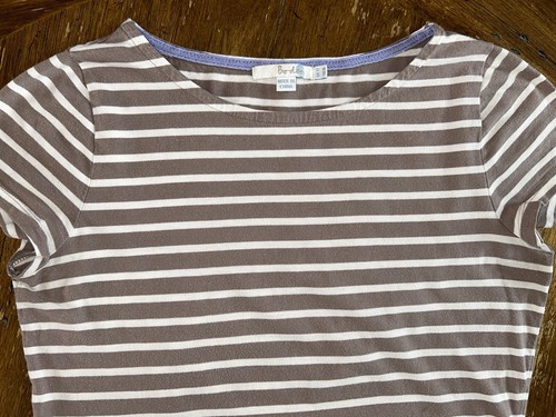 Boden Women’s Brown & White Striped Short Sleeve T-Shirt | Women’s Size 8 - Picture 2 of 8