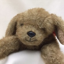 Brown Puppy Dog Black Nose Red Bow Soft Furry Russ Plush 11" Toy Lovey