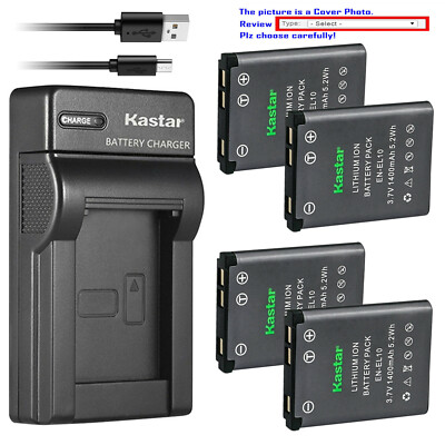 Kastar EN-EL10 Battery Slim USB Charger for Nikon Coolpix S700 S3000 S4000 S5100