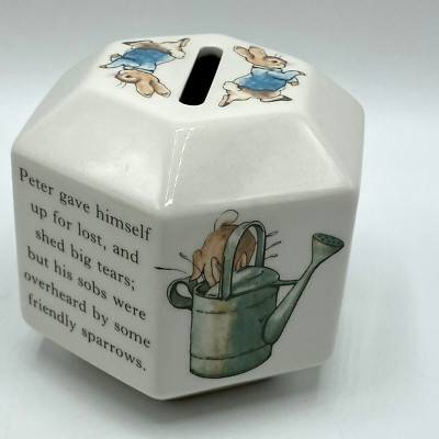 Vintage Peter Rabbit sechseckige Spardose Wedgwood Sammlerstück Geschenk