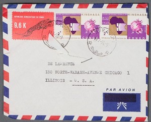 MayfairStamps Congo 1959 Kinshasa International Fari to Chicago IL Air Mail Cove