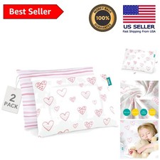 Luxury Organic Cotton Pillowcases for Toddlers Travel Home Use, Pink Print