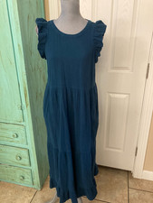 UNIVERSAL THREADS, RUFFLED CAP SLEEVE TIERED, RUFFLED HEMLINE MAXI DRESS, M