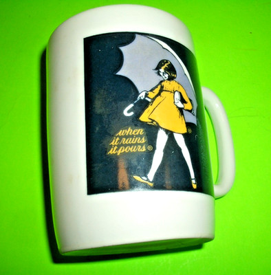 Vintage Morton Salt Girl Coffee Tea Cup Mug - When it Rains it Pours - 4'' Tall