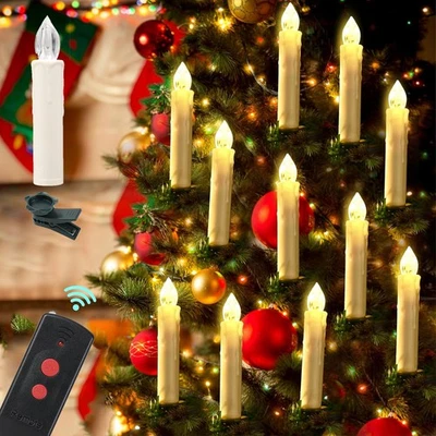 OMATOP LED Flameless Taper Flickering Candles Lights Christmas Tree Party Decor Candles