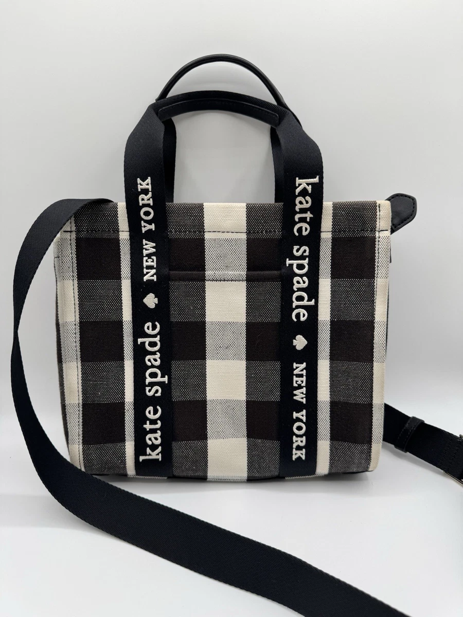 Kate Spade チェック柄 トートバッグ ハンドバッグ モノトーン kate 