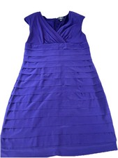 American Living Sheath Dressy Purple V-Neck Seamed Dressy Dress Sz 14