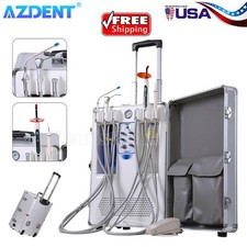 Portable Dental Delivery Mobile Unit System Suction Syringe Air Compressor 4Hole