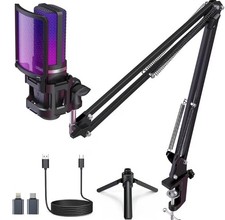 ZealSound Gaming Microphone, USB Mic for PC with Noise Cancellation, RGB, Mute