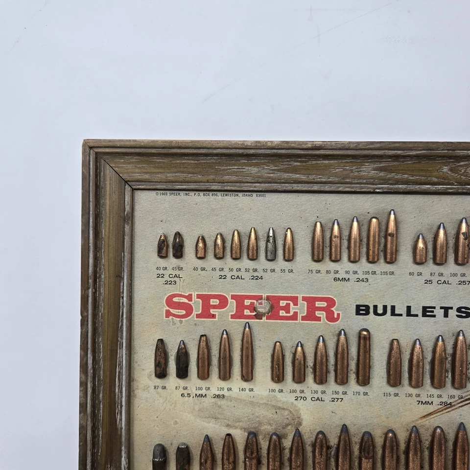 Exhibición de carteles publicitarios de tablero de balas Speer 1969 diligencia Wells Fargo Foto 3 de 4