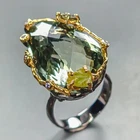 Fine Art 40 ct Natural Green Amethyst Ring 925 Sterling Silver Size 8 /R448860