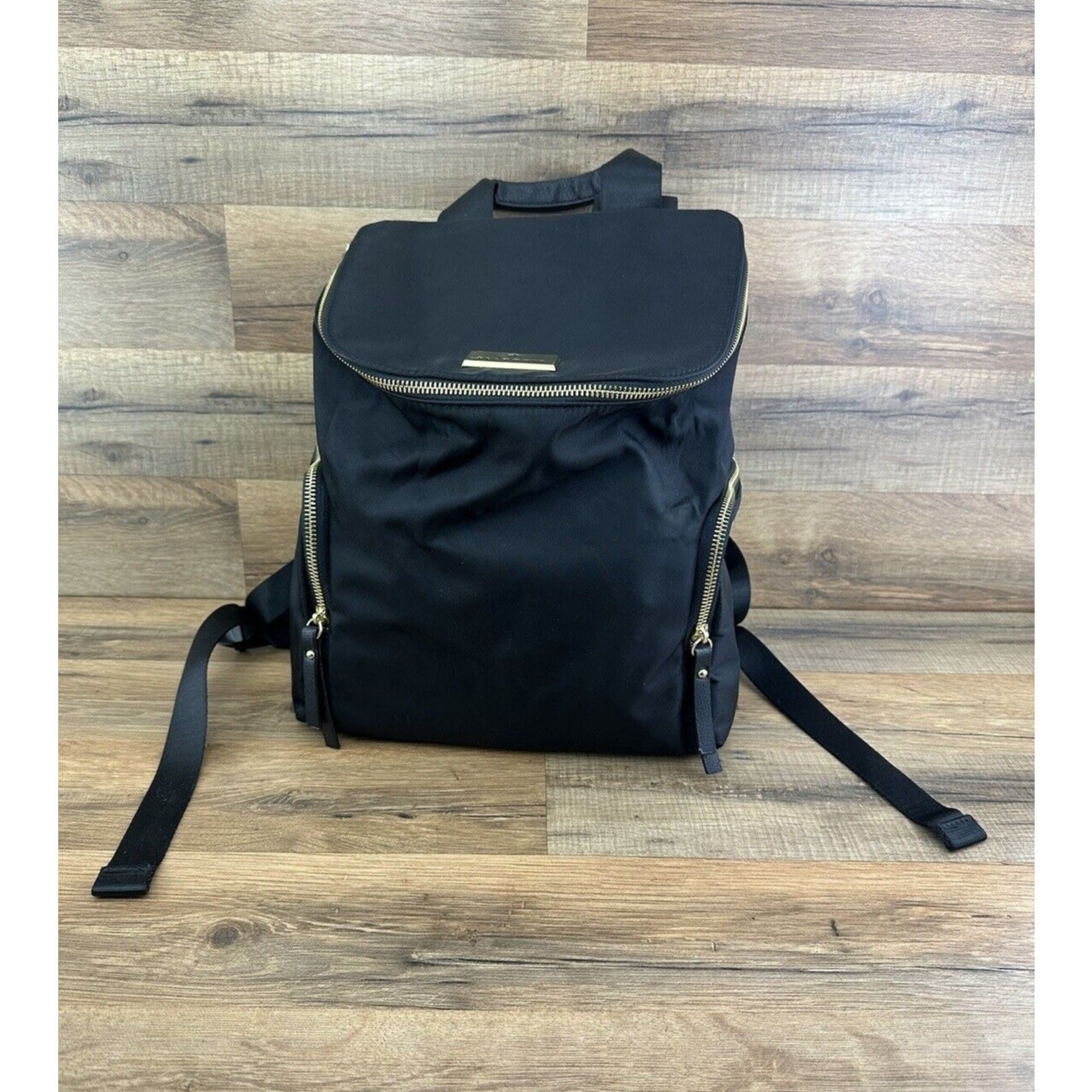 Allancia Black Nylon Backpack Allancia Black Nylon Backpack Front Pocket With Gold  main image 2