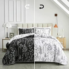 Joyreap 3 Pieces Quilt Set Full/Queen, Black n Queen-90"x90" Black N White